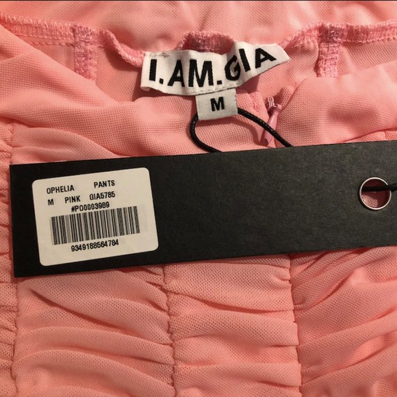 I.AM.GIA Ophelia pink ruched mesh zip up pants - Picture 2 of 2